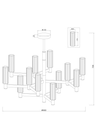 Люстра 12*E14 40Вт Латунь IP20 Ambra FR5167PL-12BS Freya