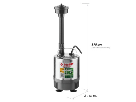 Насос фонтанный, ЗНФЧ-23-1.9-C, нерж сталь, для чистой воды, напор 1,9 м, насадки: колокольчик, гейзер, каскад, 38 Вт, 23 л/мин ЗУБР