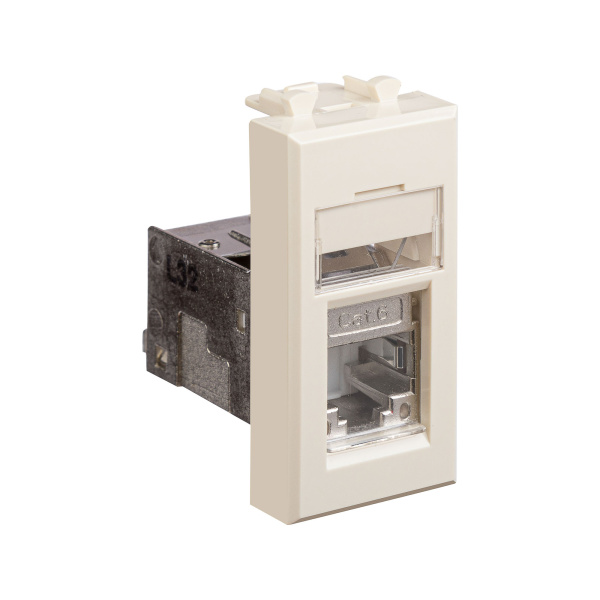 Компьютерная розетка RJ-45 модульная, кат.6 экранированная, "Avanti","Ванильная дымка", 1 модуль DKC