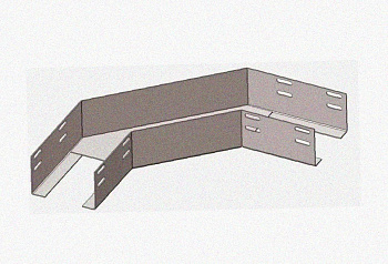 Лоток угловой замковый глухой КГЗГ 400х65-90 УТ1,5 поворот на 90, оцинкованный лист S1,5