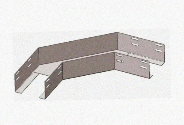 Лоток угловой замковый глухой КГЗГ 400х65-90 УТ1,5 поворот на 90, оцинкованный лист S1,5
