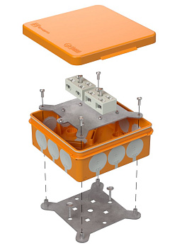 Коробка огнестойкая разветвительная для о/п двухкомпонентная 60-0303-FR6.0-4-4-Р Е15-Е60 100х100х40 RAL2004 Промрукав (17 шт/уп)