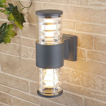 Уличный настенный светильник 2*E27 серый IP54 (a032621) Elektrostandard