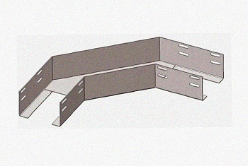 Лоток угловой перфорированный КГ 300х80-135 УТ1,5 поворот на 135, оцинкованный лист, S1,5