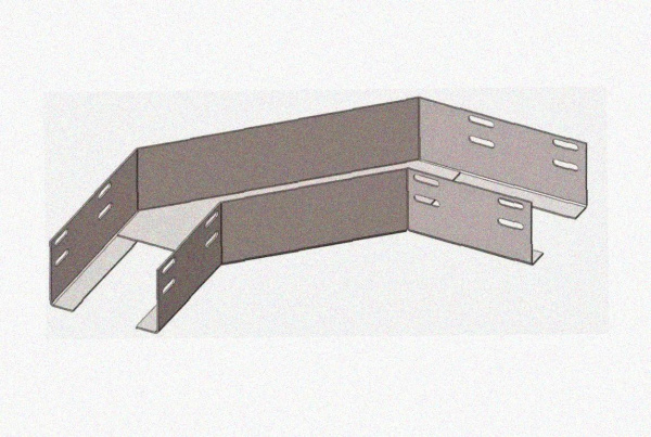 Лоток угловой перфорированный КГ 300х80-135 УТ1,5 поворот на 135, оцинкованный лист, S1,5