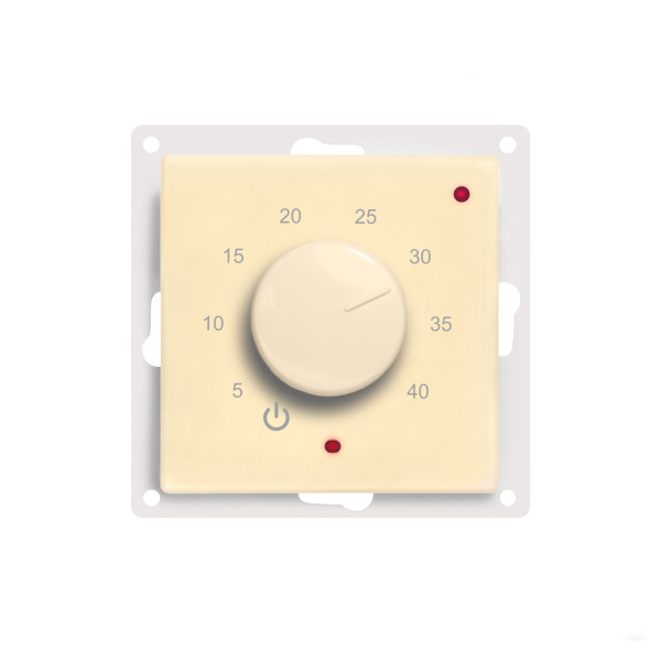 Терморегулятор ТР-03 Атлас Дизайн (датчик пола,встраиваемый, бежевый) с вращающимся регулятором ЭргоЛайт