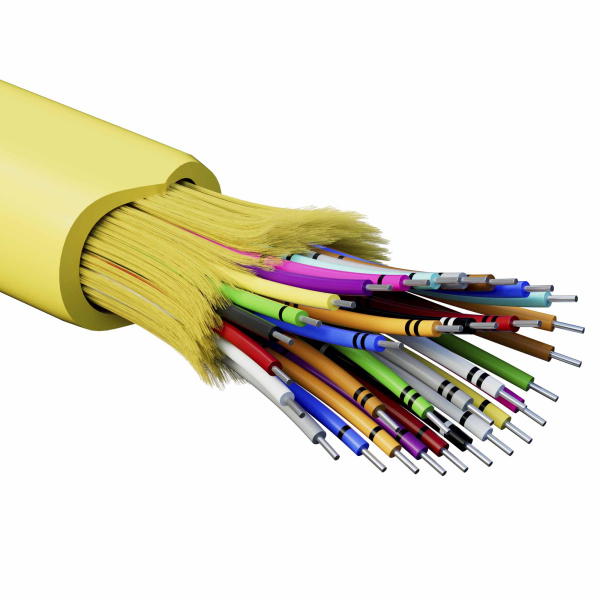 Кабель волоконно-оптический, распределительный, арамидные упрочняющие нити, для внутренней прокладки, нг(А)-HF, 32 ОВ, категорияOS6 (G.652.D) плотный 