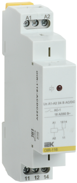 Реле промежуточное модульное OIR 1 контакт 16А 24В AC/DC IEK