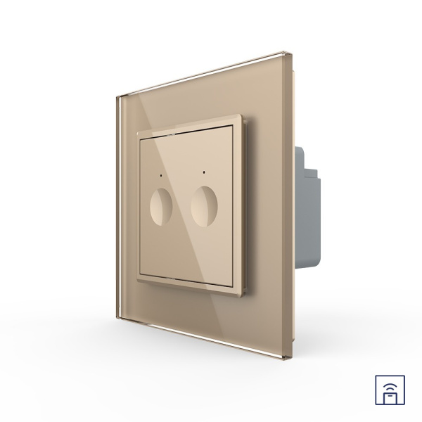 Двухклавишный сенсорный выключатель Module с функцией радиоуправления, цвет золотой Livolo