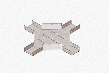 Лоток крестообразный замковый глухой КМЗГ 150х80 УТ1,5, оцинкованный лист, S1,0