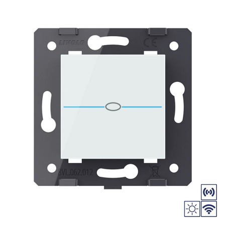 Одноклавишная импульсная сенсорная кнопка Quadro сухой контакт с радиоупр., белый (механизм) Livolo