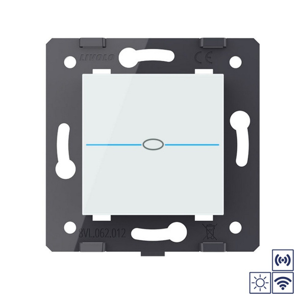 Одноклавишная импульсная сенсорная кнопка Quadro сухой контакт с радиоупр., белый (механизм) Livolo