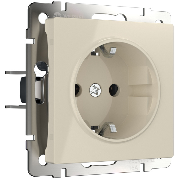 Встраиваемые механизмы Розетка СУ 1 мест. с з/з 16А слоновая кость IP20 Werkel