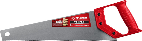 Ножовка универсальная (пила) "ТАЙГА-7" 400мм,7TPI, закаленный зуб, рез вдоль и поперек волокон, для средних заготовок, фанеры, ДСП, МДФ, ЗУБР Ножовка универсальная (пила) "ТАЙГА-7" 400мм,7TPI, закаленный зуб, рез вдоль и поперек волокон, для средних заготовок, фанеры, ДСП, МДФ, ЗУБР