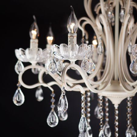 Люстра с хрусталем 8*E14 40Вт белый с золотом IP20 Etna (12205/8 белый) Eurosvet