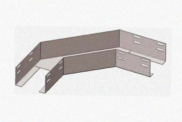 Лоток угловой замковый перфорированный КГЗ 150х150-90 УХЛ1 поворот на 90, оцинкованный лист, S1,5