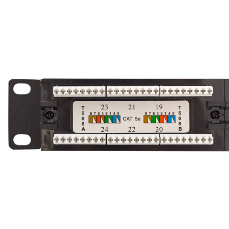 Патч-панель TERACOM PRO 19'' Cat,5E 1U неэкранированная UTP 24 порта RJ-45 Dual IDC EKF