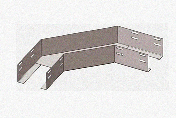Лоток угловой замковый перфорированный КГЗ 400х80-90 УТ1,5 поворот на 90, оцинкованный лист S1,5