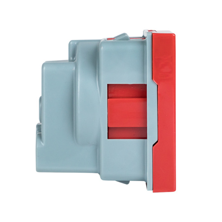 Розетка 45х45 с заземлением, 90 градусов, красная EKF