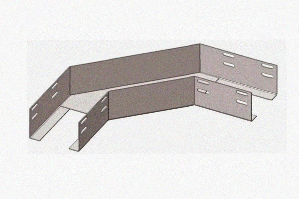 Лоток угловой замковый перфорированный КГЗ 400х80-90 УТ1,5 поворот на 90, оцинкованный лист S1,5