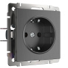 Розетка с заземлением и шторками (графит рифленый) СУ IP31 Werkel