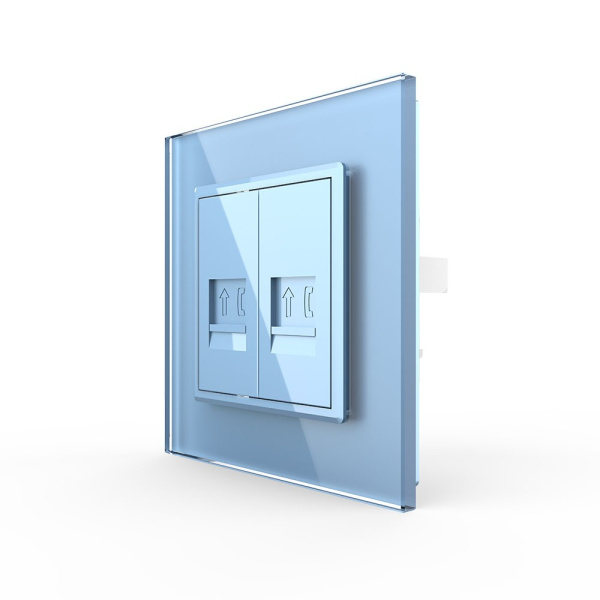 Розетка телефон двойная Синяя Livolo