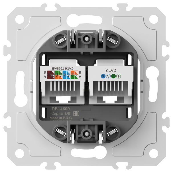 Donel механизм розетки RJ11 + RJ45 (двойная) cat.3/6/ClassE-4/8, серия DB