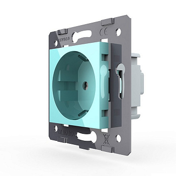 Розетка электрическая с заземлением защитными шторками 16A, цвет зеленый (механизм) Livolo