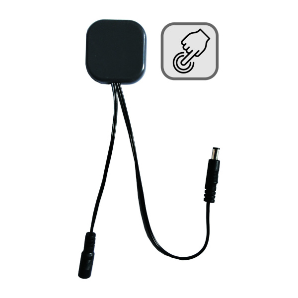 04-61 Сенсорный датчик скрытого монтажа с диммером, 12В/24В, 60/120Вт, 5А, IP20, 48х48х6мм, коннектор 2.5 x 5.5мм, черный Apeyron