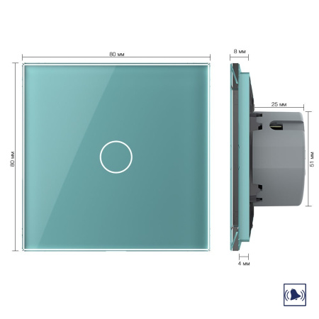 Сенсорный дверной звонок 1 клавиша 1 модуль Зеленый Livolo