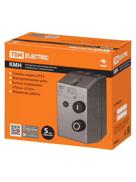 Контактор КМН11260 12А в оболочке с индикатором Ue=380В/АС3 IP54 TDM