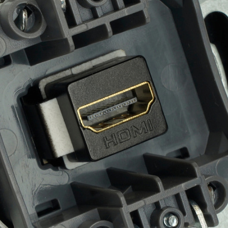 Розетка STEKKER HDMI 2.0 Type A (механизм), серия Эмили, RST00-5118-05, черный уголь, soft touch
