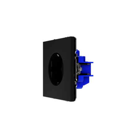 Розетка встраиваемая Voltum S70 с заземлением и защитными шторками, 16А, (черный матовый)