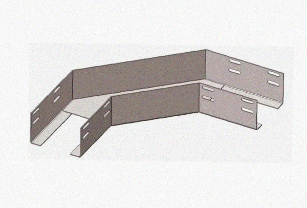 Лоток угловой замковый перфорированный КГЗ 300х80-90 УТ1,5 поворот на 90, оцинкованный лист S1,0