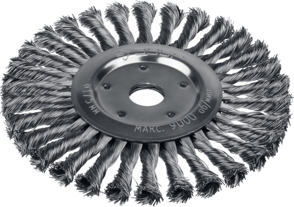 Профессионал. Щетка дисковая для УШМ, плетеные пучки стальной проволоки 0,5мм, 175х22мм ЗУБР