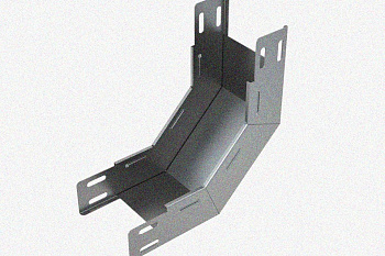 Лоток замковый глухой КСЗГ 400х50-45 УТ1,5 для поворота трассы вниз на 45, оцинкованный лист, S1,5
