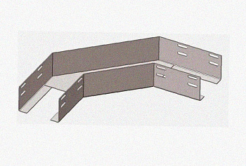 Лоток угловой замковый глухой КГЗГ 600х80-90 УТ1,5 поворот на 90, оцинкованный лист, S1,5