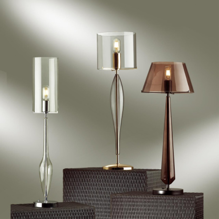 Высокая Лампа E27 1*60W TOWER дымчатый/золото/стекло ODEON LIGHT