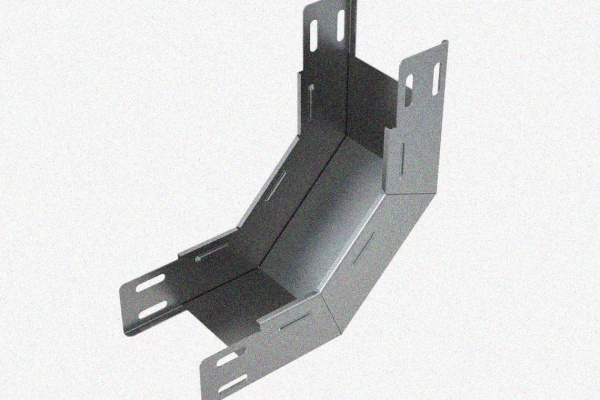 Лоток замковый глухой КСЗГ 400х50-45 УТ1,5 для поворота трассы вниз на 45, оцинкованный лист, S1,5