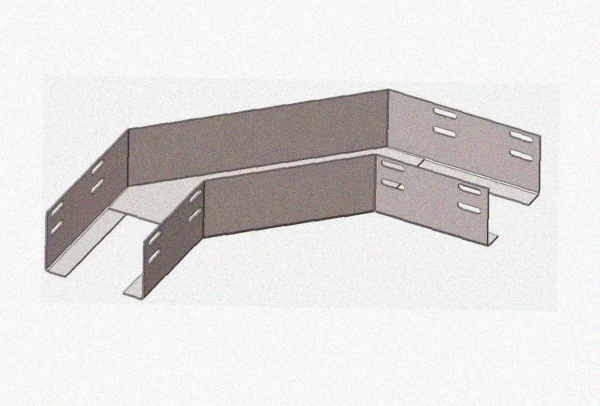Лоток угловой замковый глухой КГЗГ 600х80-90 УТ1,5 поворот на 90, оцинкованный лист, S1,5