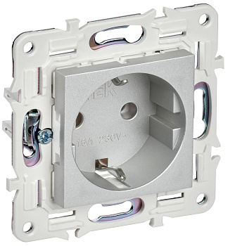 SKANDY Розетка с заземлением без защитных шторок 16А SK-R05S серебряный IEK
