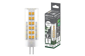 Лампа светодиодная G4-7 Вт-230 В-6500 К, SMD, 18,5x57 мм TDM
