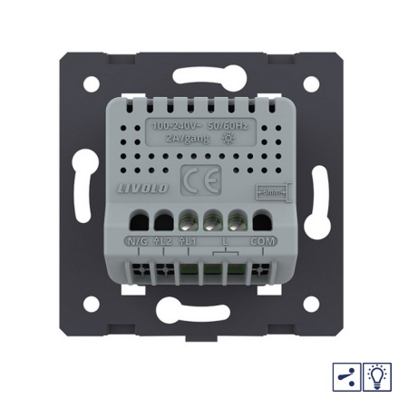 Одноклавишный проходной сенсорный диммер (механизм) Livolo