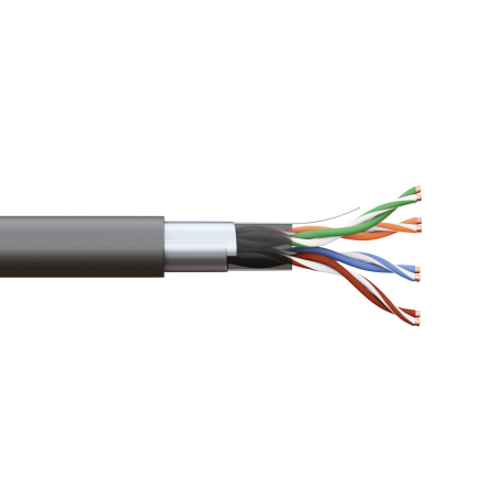 Кабель витая пара TERACOM PRO Cat,5E F/UTP 4 пары solid внешний 24AWG оболочка LDPE цвет черный (упак, 305м) EKF