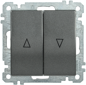 Выключатель 2-клавишный жалюзи ВС10-1-5-Б BOLERO антрацит IEK