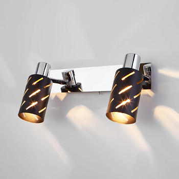 Настенный светильник 2*E14 40Вт черный IP20 (20090/2 черный / хром) Eurosvet