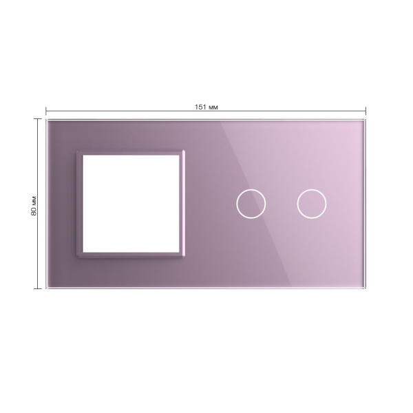 Панель для розетки и сенсорного выключателя, 2 клавиши, цвет розовый, стекло Livolo