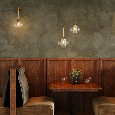 Подвес E27 1*40W CLOCKY античн.бронза/металл/прозрачный/стекло ODEON LIGHT