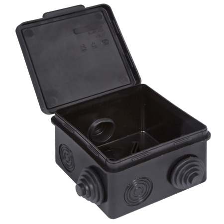 Коробка распределительная КМР-030-031 с крышкой (80х80х50), 7 мембр, вводов чёрная IP54 розн, стикер EKF