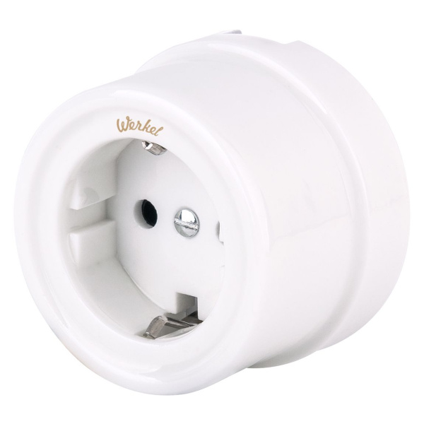 Розетка с заземлением (белый) Ретро ОУ IP20 Werkel